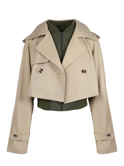 Jessica Simpson Women Trench Bomber Jacket in Khaki