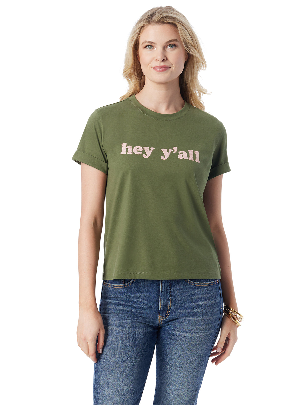 Jessica Simpson Women Ike Tee in Bronze Green