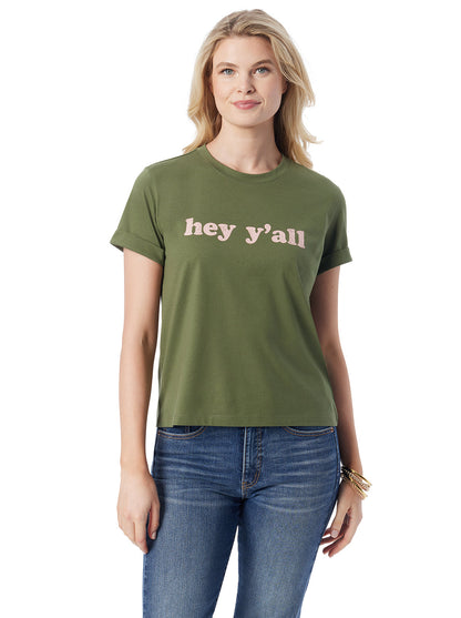 Jessica Simpson Women Ike Tee in Bronze Green