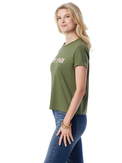 Jessica Simpson Women Ike Tee in Bronze Green