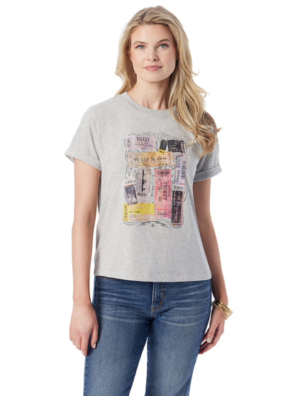 Jessica Simpson Women Ike Tee in Light Heather Grey