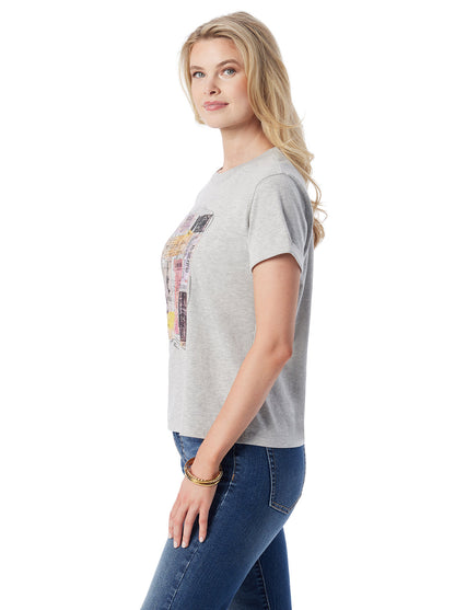 Jessica Simpson Women Ike Tee in Light Heather Grey