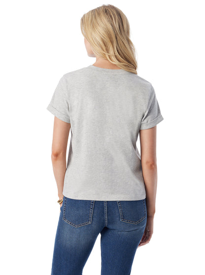 Jessica Simpson Women Ike Tee in Light Heather Grey