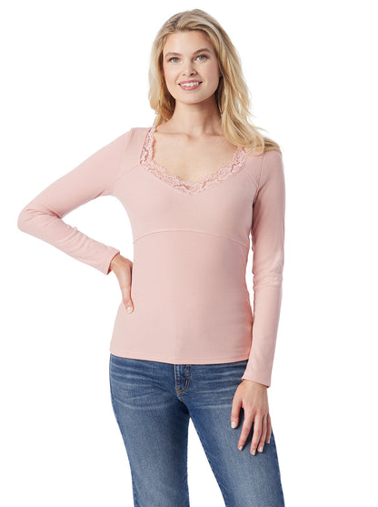 Jessica Simpson Women Abbey Sweatheart Top in Silver Pink