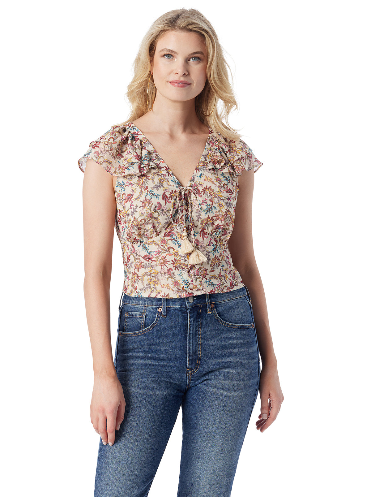Jessica Simpson Women Dixie Cropped Blouse in Cartoon Florals