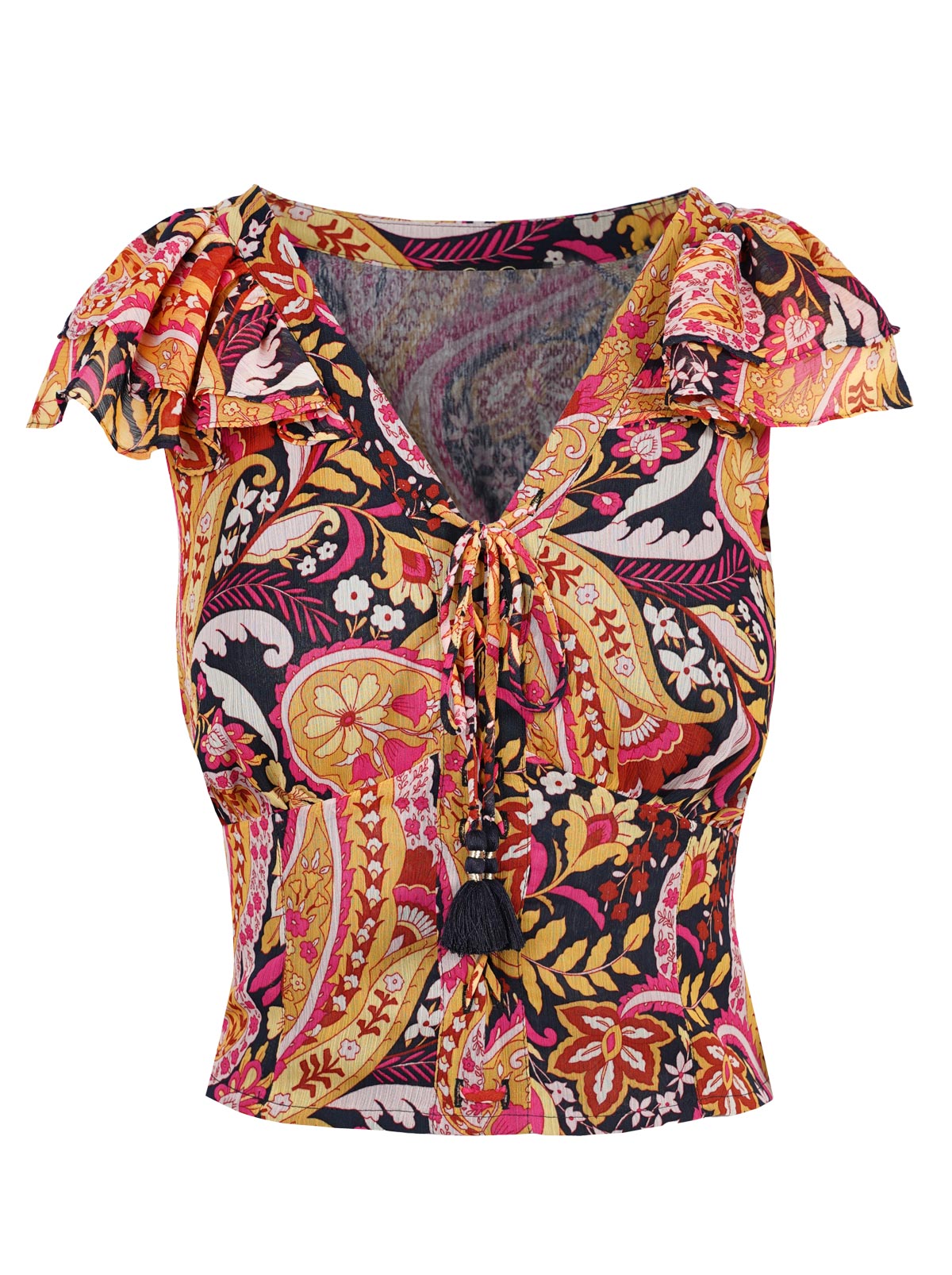 Jessica Simpson Women Dixie Cropped Blouse in Paisley World