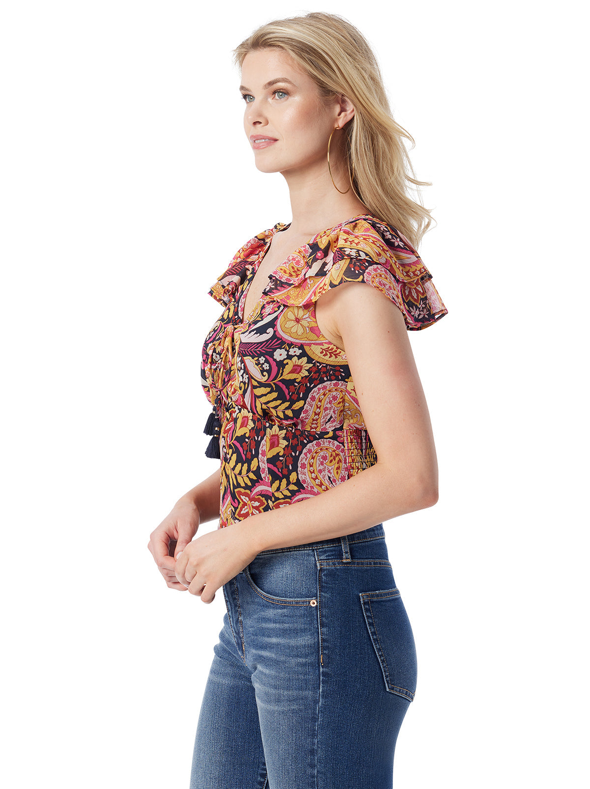 Jessica Simpson Women Dixie Cropped Blouse in Paisley World