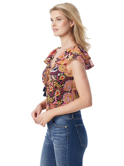 Jessica Simpson Women Dixie Cropped Blouse in Paisley World