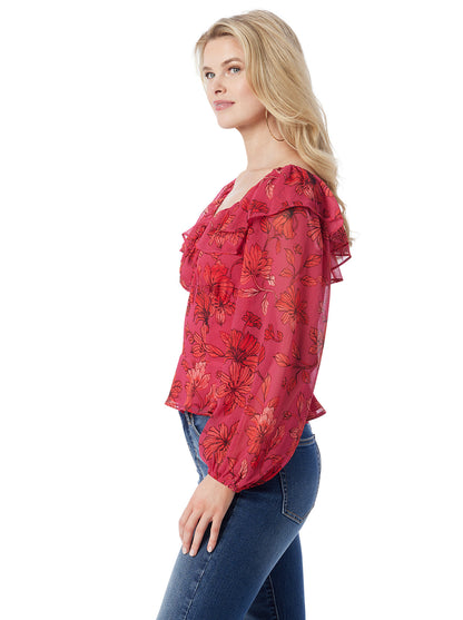 Jessica Simpson Women Aki Blouse in Outlines Blossoms