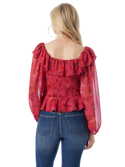 Jessica Simpson Women Aki Blouse in Outlines Blossoms