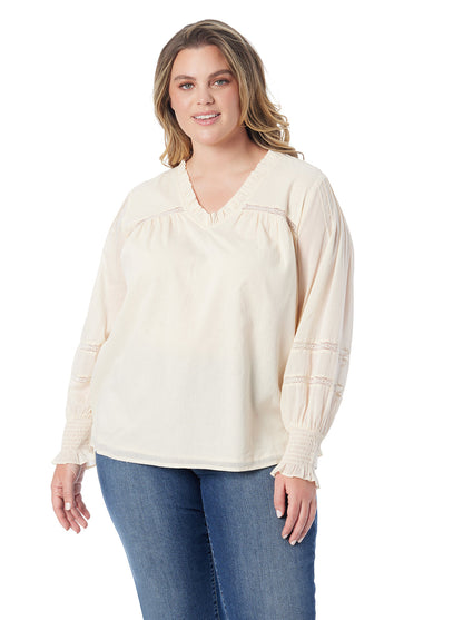 Jessica Simpson Women Milla Ruffle Top in Parchment