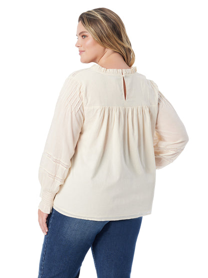 Jessica Simpson Women Milla Ruffle Top in Parchment