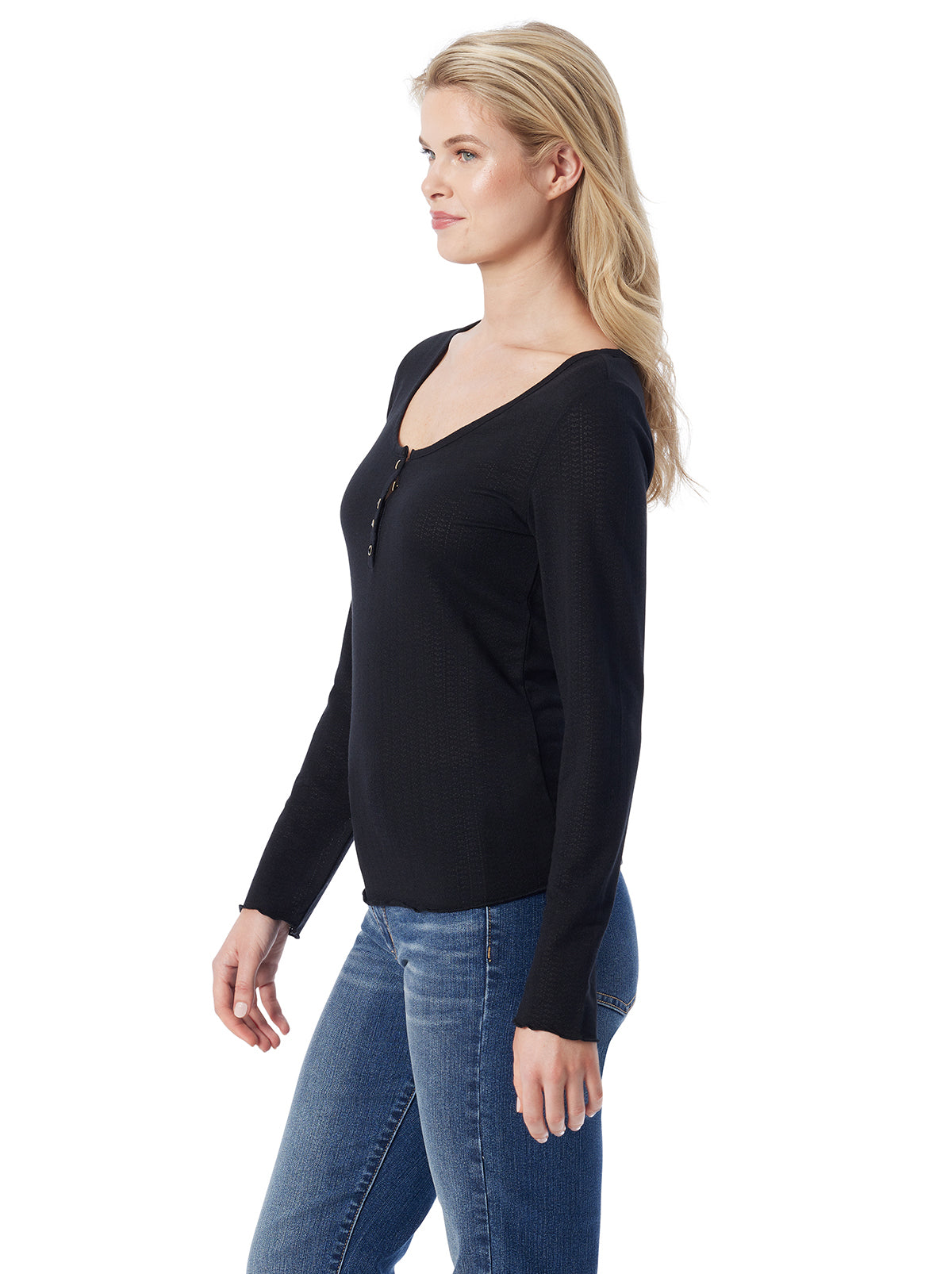 Jessica Simpson Women Tahani Henley Top in Anthracite