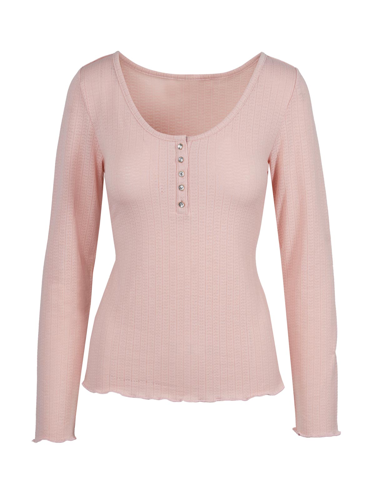 Jessica Simpson Women Tahani Henley Top in Silver Pink