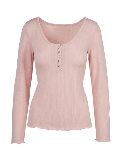 Jessica Simpson Women Tahani Henley Top in Silver Pink