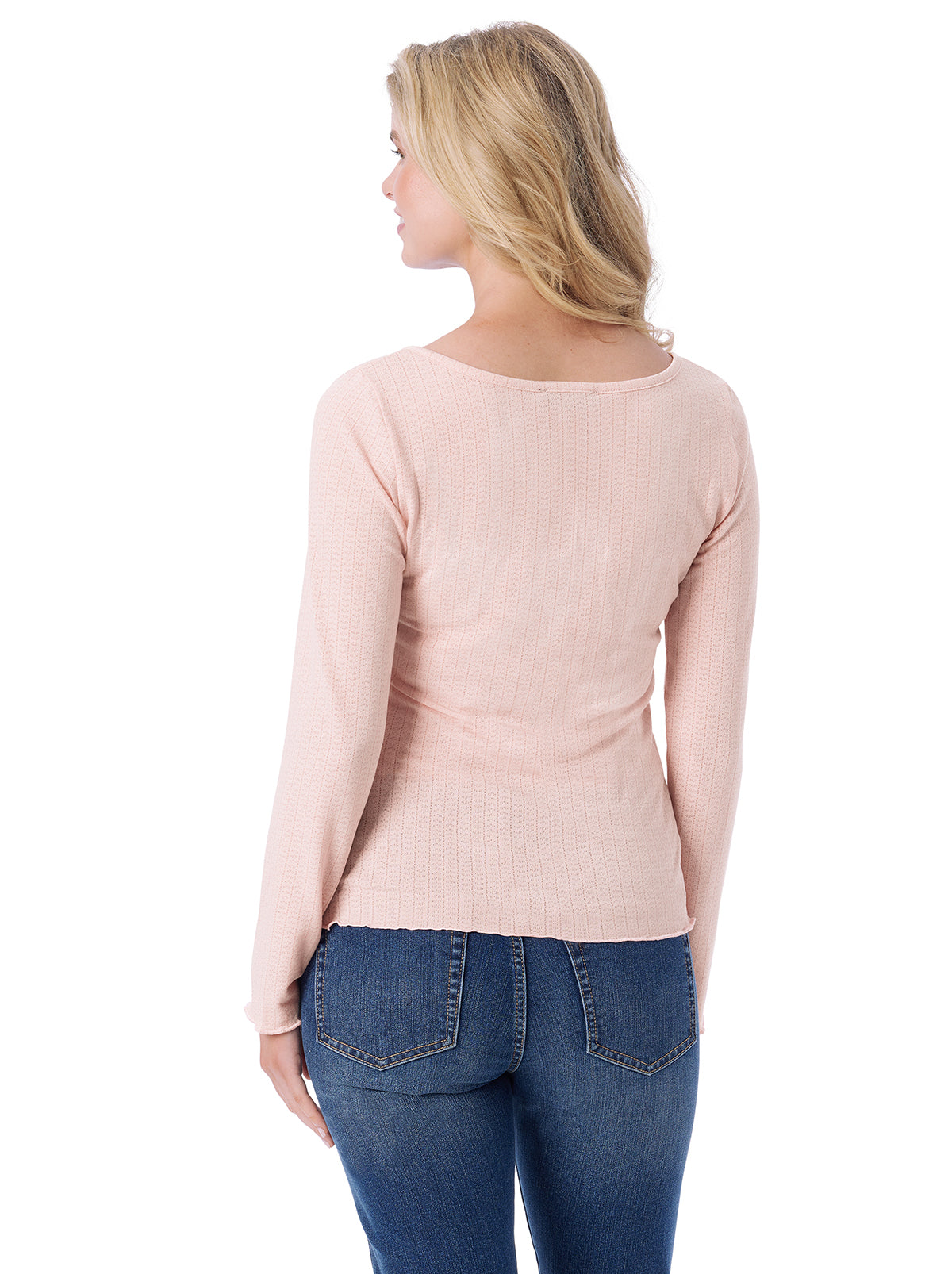 Jessica Simpson Women Tahani Henley Top in Silver Pink