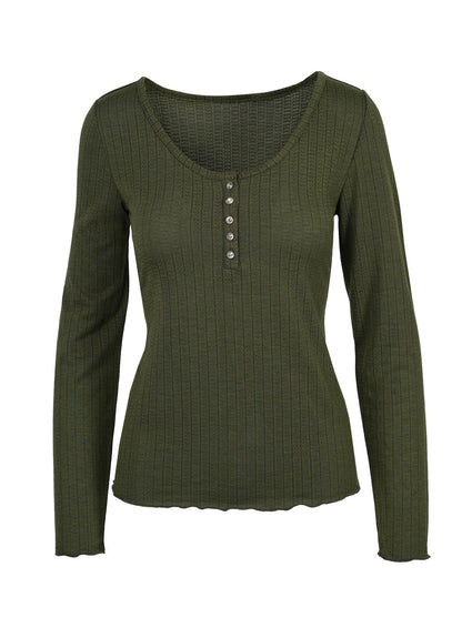 Jessica Simpson Women Tahani Henley Top in Bronze Green