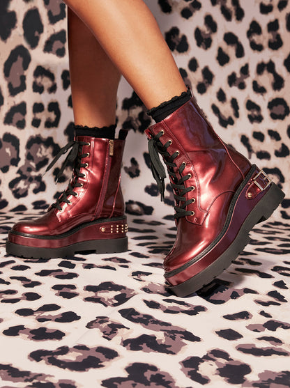 Jessica Simpson Women Imelda Combat Boot in Oxblood