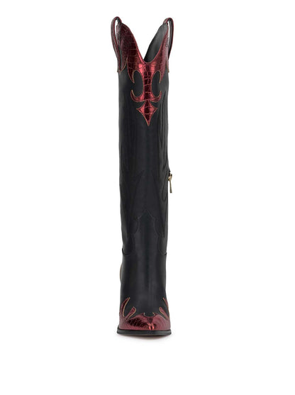 Jessica Simpson Women Rhetta Western Boot in Black & Oxblood