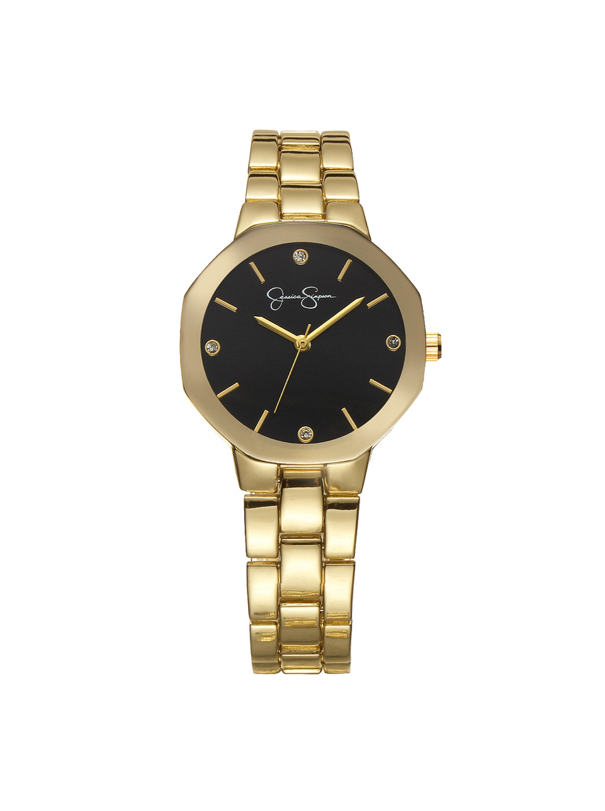 Jessica Simpson Accessories Metallized Bezel Bracelet Watch in Gold Tone