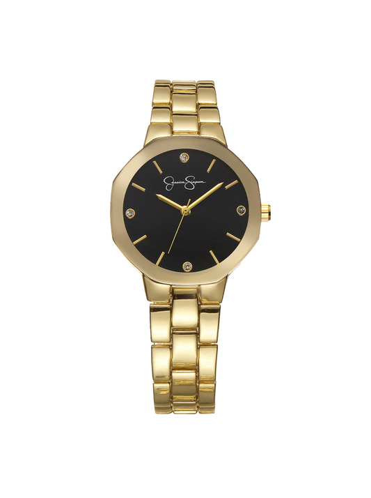 Jessica Simpson Accessories Metallized Bezel Bracelet Watch in Gold Tone