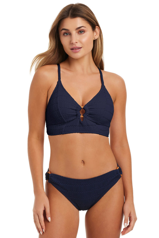 Jessica Simpson Women Boho Jacquard Cropped Cami with Ring in Dark Navy