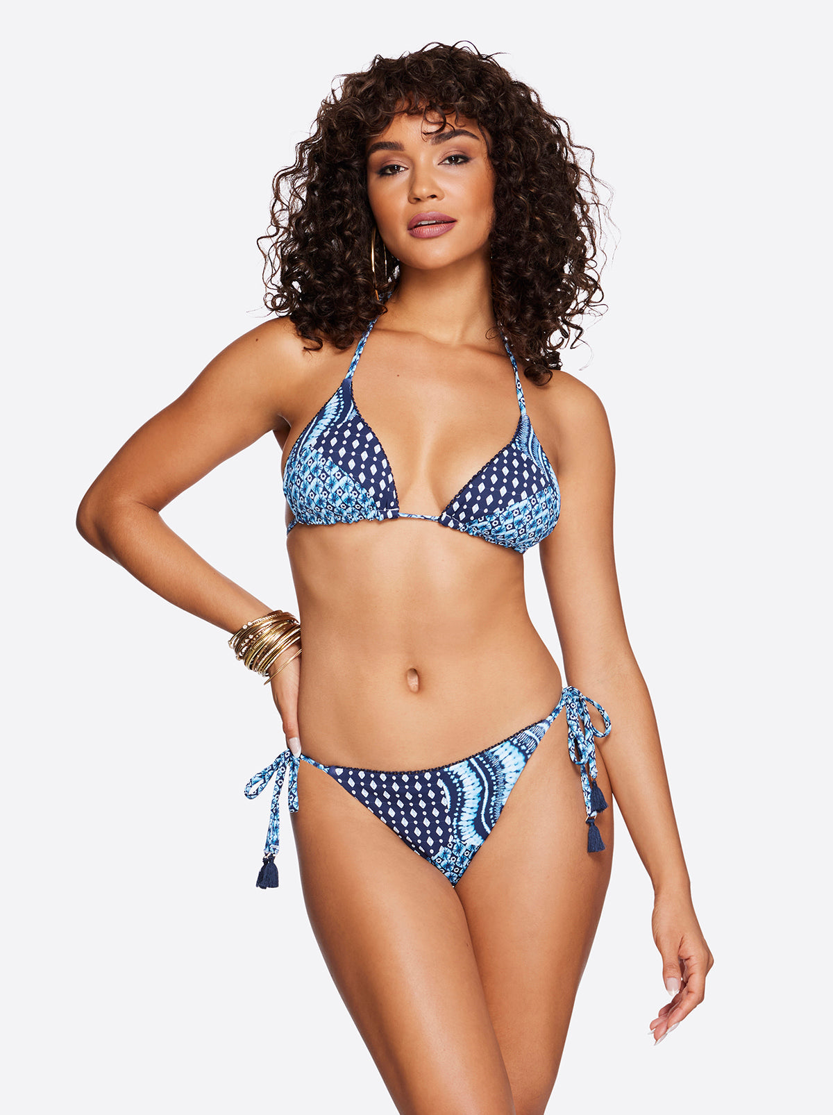 Jessica Simpson Women Reversible Triangle Bikini Top in Shibori