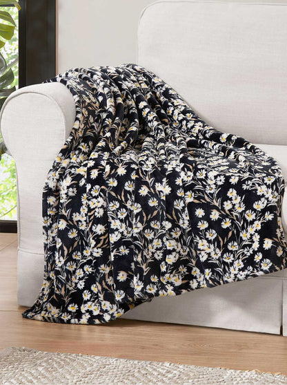 Jessica Simpson Home Wildflower Park Plush Throw in Black