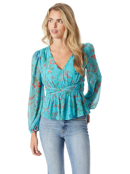 Jessica Simpson Women Marjani Top in Baltic-Field Floral