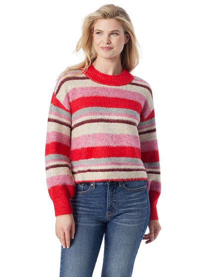 Jessica Simpson Women Portia Sweater in Goji Berry Stripe