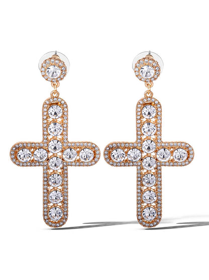 Jessica Simpson Accessories Pave Cross Dangle Earrings