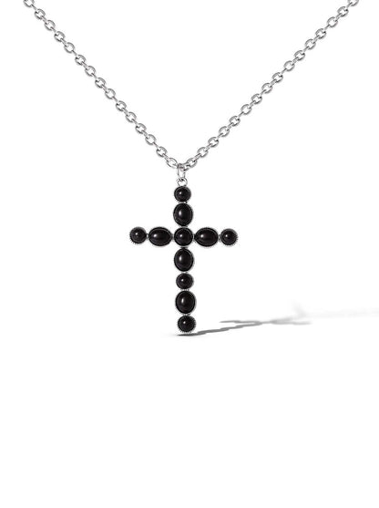 Jessica Simpson Accessories Black Acrylic Cross Necklace