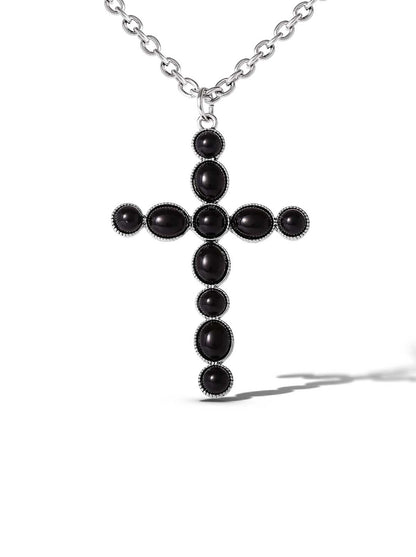 Jessica Simpson Accessories Black Acrylic Cross Necklace