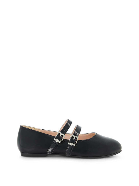 Jessica Simpson Women Little Girls' Amy Double Strap Ballet Flat in Black