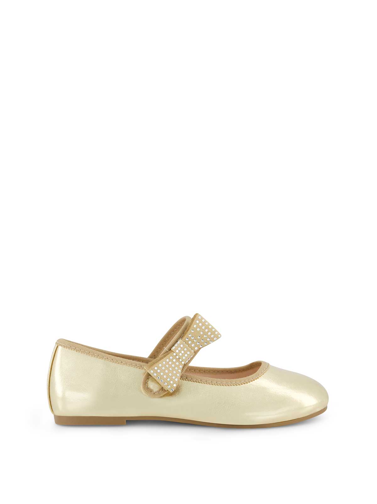 Jessica Simpson Women Little Girls' Amy Crystal Bow Ballet Flat in Gold