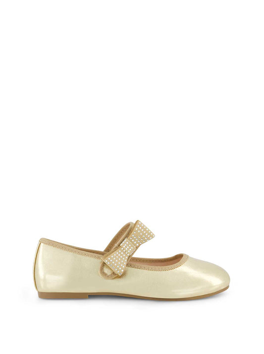 Jessica Simpson Women Little Girls' Amy Crystal Bow Ballet Flat in Gold