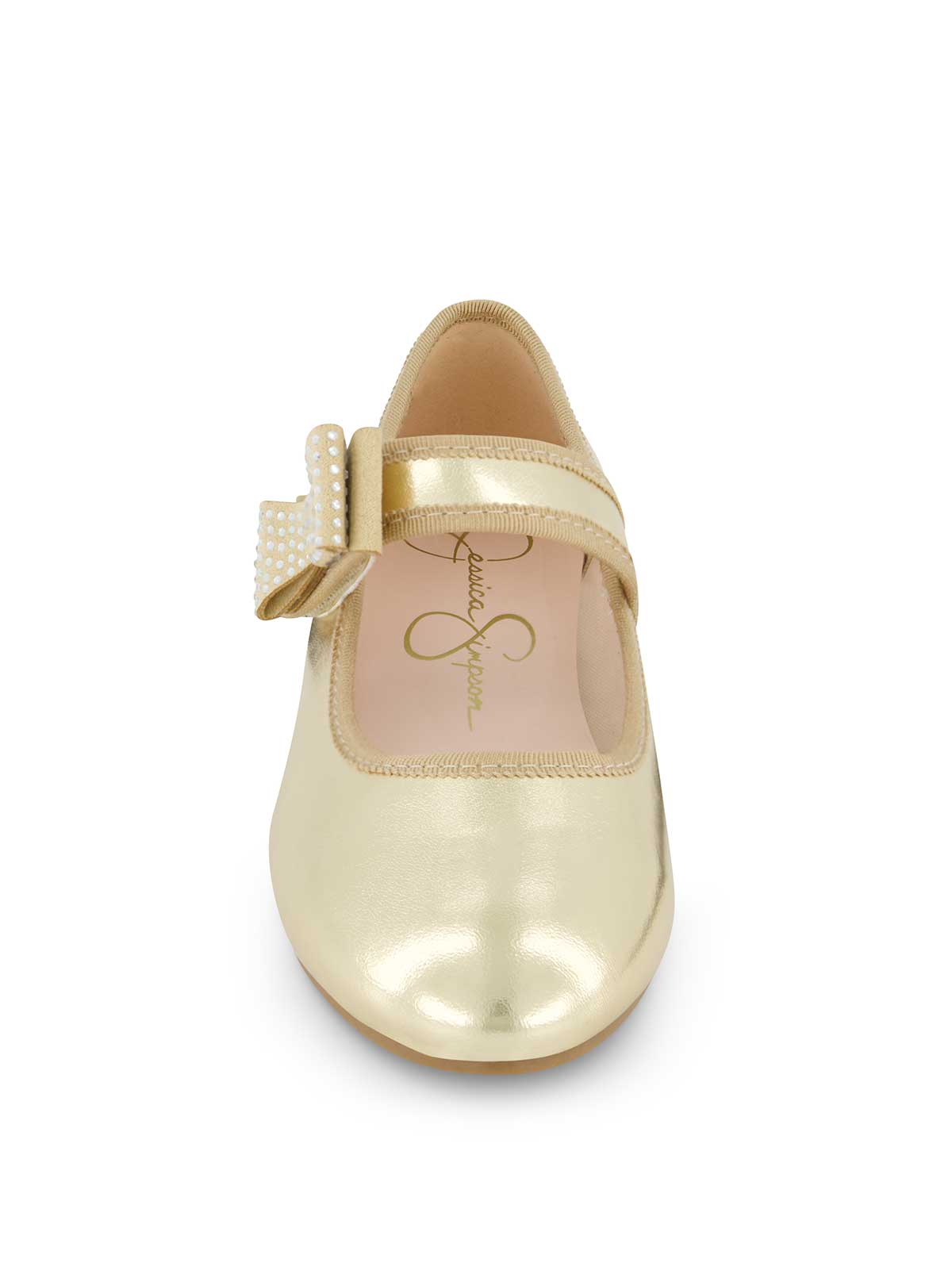 Jessica Simpson Women Little Girls' Amy Crystal Bow Ballet Flat in Gold