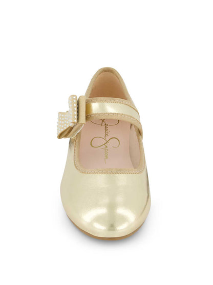 Jessica Simpson Women Little Girls' Amy Crystal Bow Ballet Flat in Gold