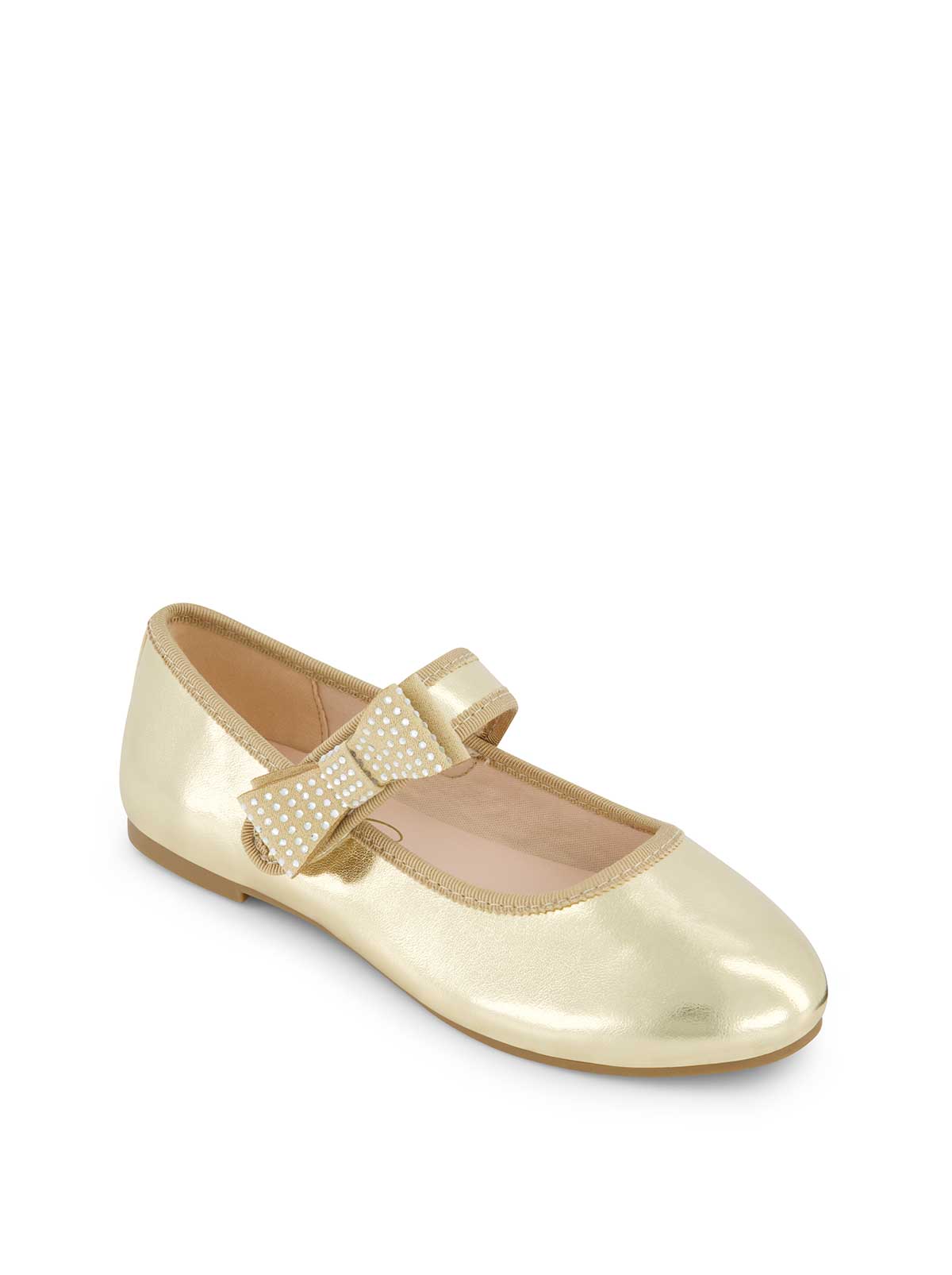 Jessica Simpson Women Little Girls' Amy Crystal Bow Ballet Flat in Gold
