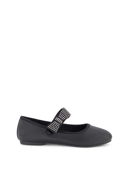 Jessica Simpson Women Little Girls' Amy Crystal Bow Ballet Flat in Black