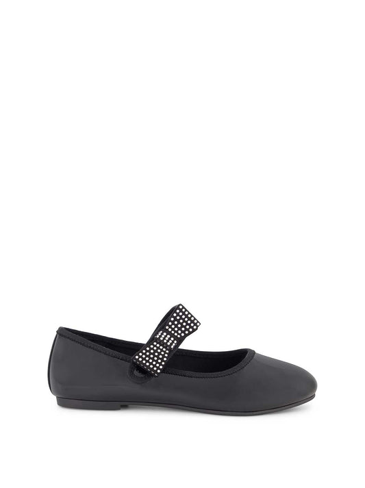 Jessica Simpson Women Little Girls' Amy Crystal Bow Ballet Flat in Black