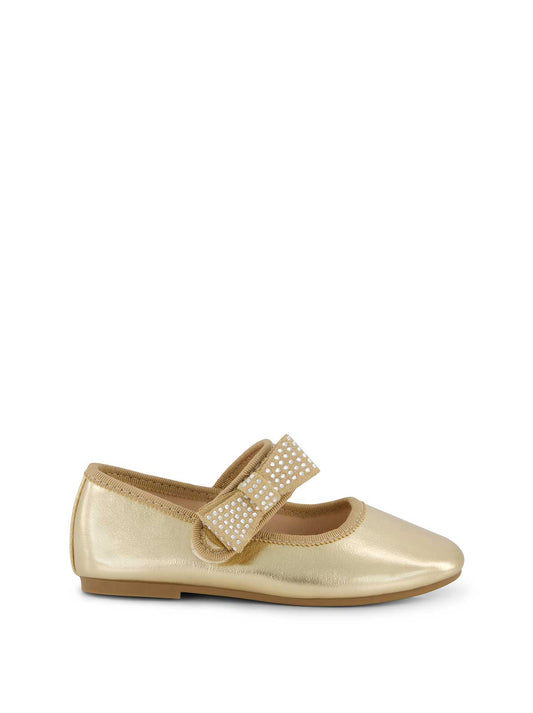 Jessica Simpson Women Toddler Amy Crystal Bow Ballet Flat in Gold