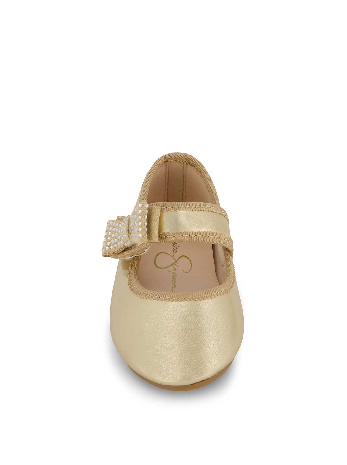 Jessica Simpson Women Toddler Amy Crystal Bow Ballet Flat in Gold