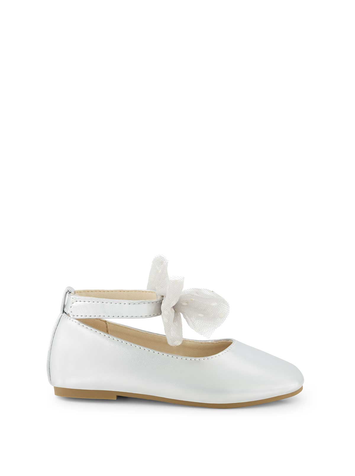 Jessica Simpson Women Toddler Amy Tulle Bow Ballet Flat in Silver