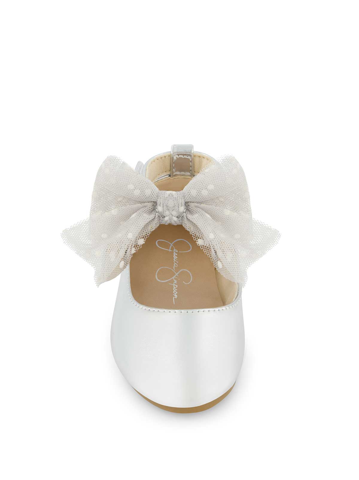 Jessica Simpson Women Toddler Amy Tulle Bow Ballet Flat in Silver