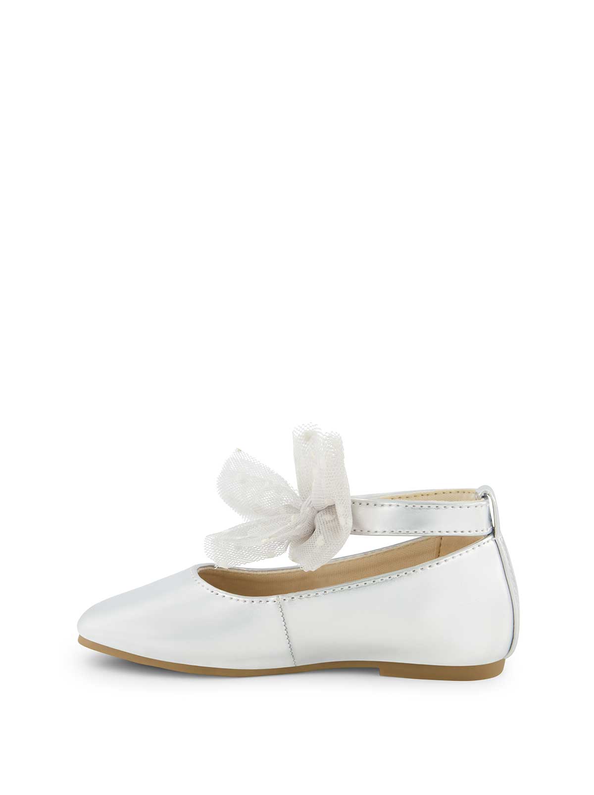 Jessica Simpson Women Toddler Amy Tulle Bow Ballet Flat in Silver