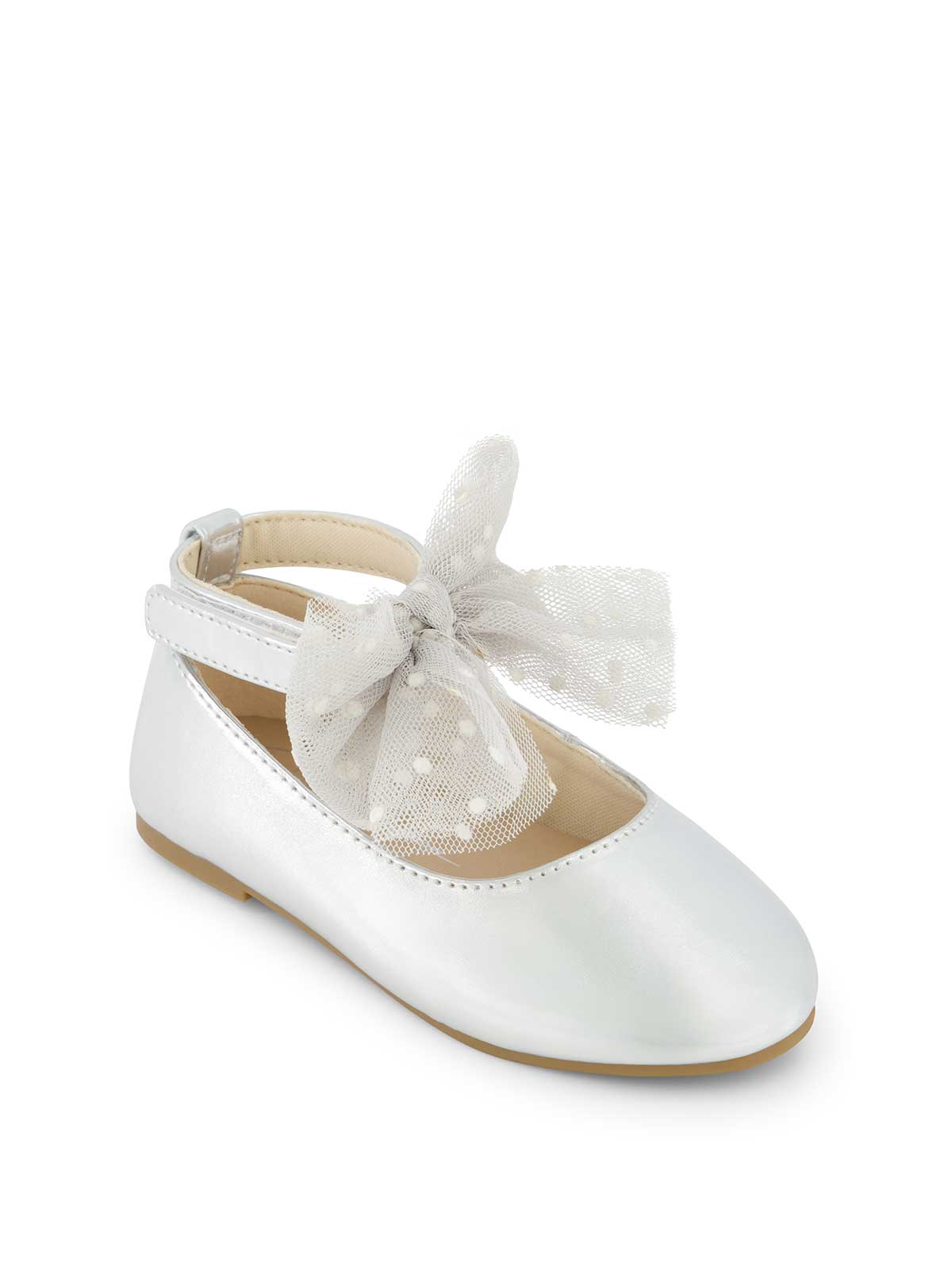 Jessica Simpson Women Toddler Amy Tulle Bow Ballet Flat in Silver
