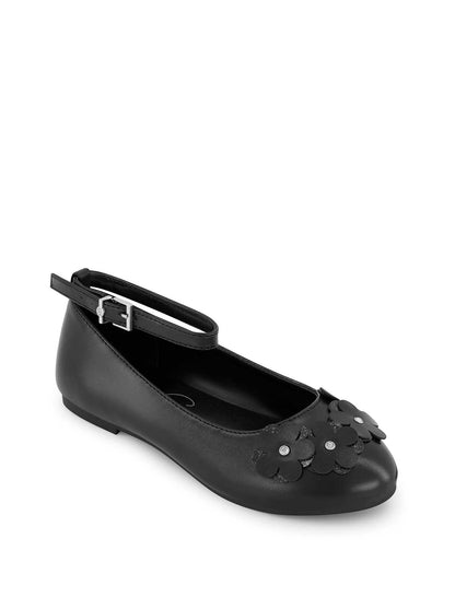 Jessica Simpson Women Little Girls' Amy Petal Ballet Flat in Black