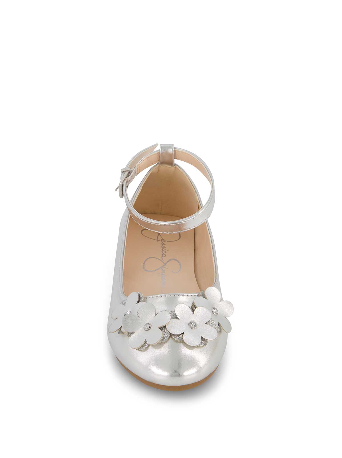 Jessica Simpson Women Little Girls' Amy Petal Ballet Flat in Silver