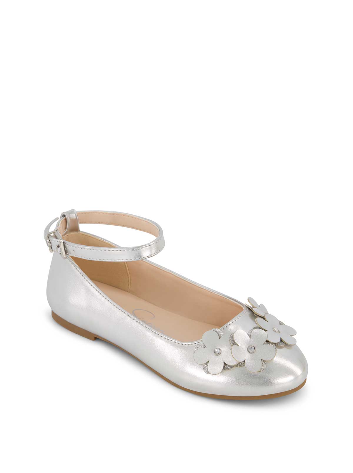 Jessica Simpson Women Little Girls' Amy Petal Ballet Flat in Silver